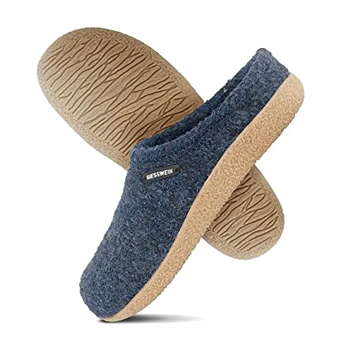 GIESSWEIN Veitsch Pantoffeln Unisex - Ocean 588, 37 EU - Herren-Hausschuhe aus 100% Schurwolle, atmungsaktiv und waschbar bei 30°C. Rutschfeste Gummisohle für optimalen Halt und Trittsicherheit.