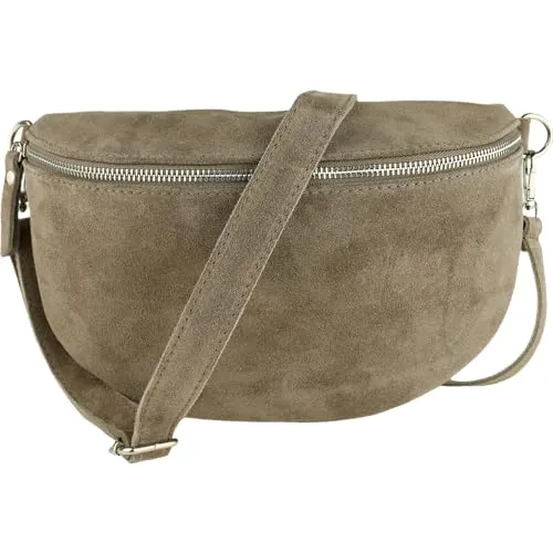 MIRROSI Bauchtasche Damen - Echtes Leder, Made in Italy, luxuriöse Crossbody Bag in 3 Größen, ideal für stilvolle Auftritte und vielseitige Einsätze