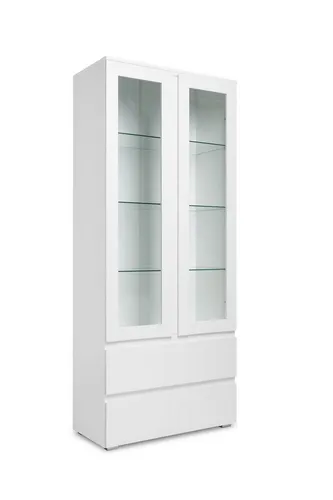 Newroom Standvitrine Nikita Vitrine Weiß Vitrinenschrank Modern Wohnzimmer Küche Landhaus Vin...
