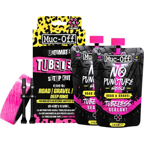 Muc-Off Ultimate Tubeless Kit Setup für Fahrräder - Fahrradwerkzeuge mit hochwertigem Tubeless Dichtmittel für optimale Leistung und einfache Installation, ideal für Straßen- und Kies-CX-Fahrräder.