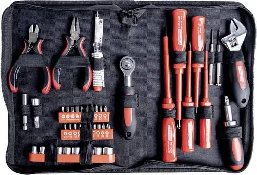Brüder Mannesmann M29044 Werkzeugset Elektriker 45-teilig - Schraubsets mit 45 hochwertigen Elektro-Schraubendrehern, ideal für Elektriker. Praktische Nylon-Tasche für einfachen Transport und Organisation.