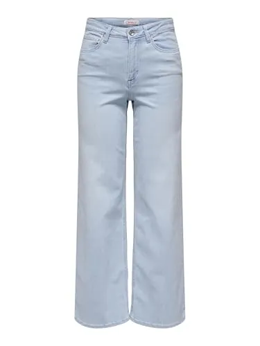 ONLY Onlmadison Blush Hw Wide DNM Cro495 Noos - Hohe Taille Jeans - Jeans für Jugendliche mit weitem Beinschnitt, Gürtelschlaufen und Knopfleiste für einen trendigen Look.