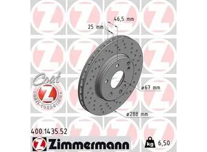 Zimmermann Bremsscheibe SPORT Z 400.1435.52 - Bremsscheiben für sportliches Fahren, optimierte Wärmeableitung und verbesserte Bremsleistung für mehr Sicherheit und Fahrspaß.