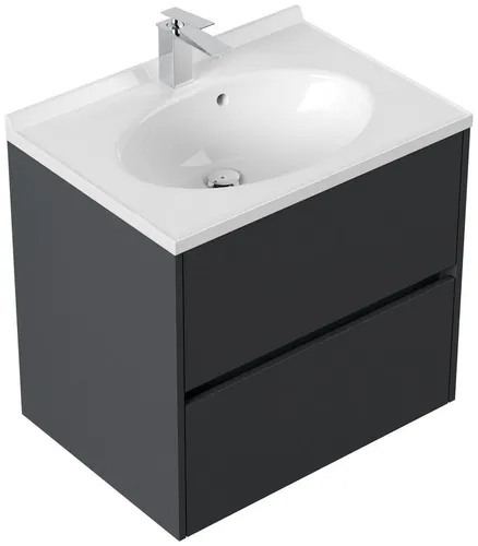 Magnolia Home Badmöbel-Set Rina 70cm grafit - Elegantes Badmöbel-Set in grafit mit einem rechteckigen Mineralguss-Waschbecken. Ideal für moderne Bäder, platzsparend und stilvoll.