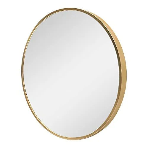 [en.casa] Wandspiegel Modugno 50 cm - Eleganter Badspiegel mit Aluminiumrahmen - Badezimmer Wandspiegel - Zeitloses Design mit goldfarbenem Aluminiumrahmen, ideal für Frisieren und Schminken, unkomplizierte Wandmontage.