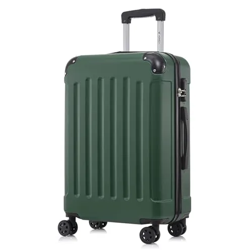 yonsly Koffer Suitcase L Dunkelgrün - Robuster Trolley Reisekoffer mit 360°-Rollen für mühelose Mobilität. Hergestellt aus leichtem ABS-Material, ideal für Reisen und Alltag. Integriertes Sicherheitsschloss für zusätzlichen Schutz.