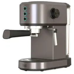 Black+Decker BXCO1350E Kolbenkaffeemaschine - Silber - Kaffeemaschinen: Zubereitung von 2 Kaffees gleichzeitig mit 20 bar Druck und integriertem Milchaufschäumer für perfekten Genuss.