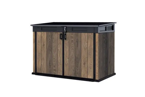 Keter Mülltonnenbox Signature Walnuss Mega 190 x 109 cm - Mülltonnenbox in edler Holzoptik, schützt Ihre Mülltonnen vor Witterungseinflüssen und sorgt für Ordnung im Außenbereich.