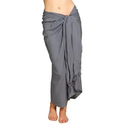 PANASIAM Sarong uni grau 250x116cm - Vielseitiges Sarong Tuch aus 100% natürlicher Viskose, ideal als Wickelrock, Strandkleid oder dekorativer Wandbehang. Leicht, atmungsaktiv und langlebig – perfekt für Sommer, Urlaub und Freizeit.