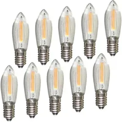 Erzgebirgslicht - 10 Stück LED Filament Topkerze 12V - Weihnachtsbeleuchtung mit energiesparenden LED-Filament Topkerzen, nur 0,2W für 20 Brennstellen, warmweißes Licht für eine festliche Stimmung.