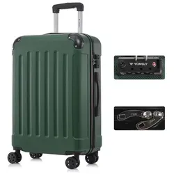 yonsly Premium Reisekoffer mit TSA-Schloss und YKK-Reißverschluss (Dunkelgrün, L) - Mittelgroßer Hartschalen-Trolley (66x43x26 cm) mit hochwertigem TSA-Zahlenschloss für sicheres Reisen. Leichtläufige 360°-Rollen bieten hohen Komfort und Langlebigkeit – ideal für jede Airline.