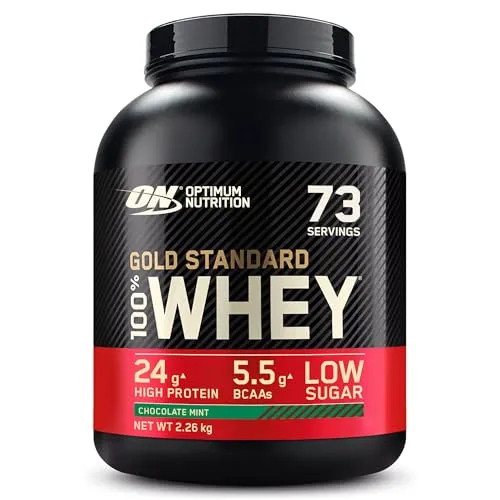 Optimum Nutrition Gold Standard 100% Molkenproteinpulver, Chocolate Mint - Diätergänzungsmittel zur Unterstützung von Muskelaufbau und Regeneration, mit schnell aufgenommenem Molkenprotein und natürlichen BCAAs.