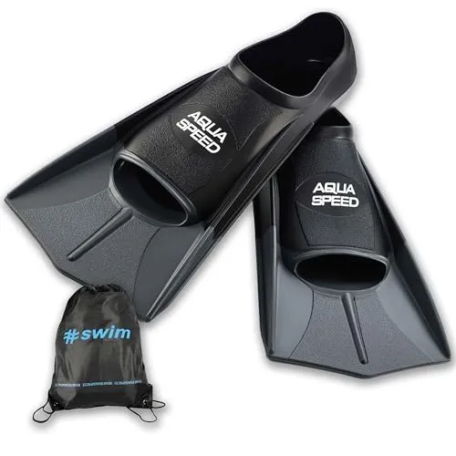 Aqua Speed Trainingsflossen Set mit Ultrapower Rucksack – Kurzflossen für Schwimmer - Handliche kurze Trainingsflossen für Erwachsene und Kinder, ideal für Wettkämpfe und Schnorcheln. Mit passendem Rucksack für einfachen Transport – perfekt für jeden Wassersportler!
