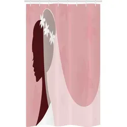 Abakuhaus Duschvorhang Badezimmer Deko Set aus Stoff mit Haken Breite 120 cm, Höhe 180 cm, rosa, Weiß, Braut Brautkleid rosa