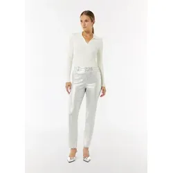 Comma Schmale Hose mit Silberbeschichtung - Elegante schmale Hose mit mittelhohem Bund und Slim Leg. Aus Baumwollmix, 5-Pocket-Design und Gürtelschlaufen. Ideal für das Berufsleben und besondere Anlässe, vereint modische Optik mit femininer Eleganz.