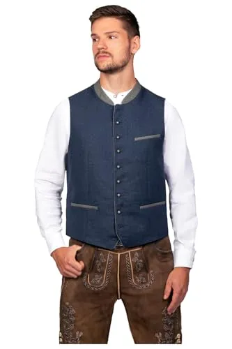 Edelnice Trachtenmode Weste Christian Gr. 66 - Trachtenweste für Herren in edlem Design, aus blauer Wolle für optimalen Komfort und Stil – ideal für Festlichkeiten und traditionelle Anlässe.
