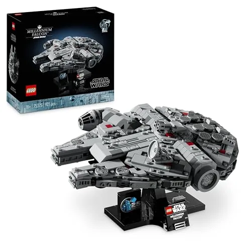 LEGO Star Wars Millennium Falcon - 25. Jahrestag Set für Erwachsene, detailgetreues Sammlerstück mit Ausstellungsständer und digitaler Bauhilfe