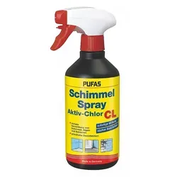PUFAS Schimmel-Spray Aktiv-Chlor CL 1 l - Reinigungsmittel zur effektiven Schimmelbekämpfung auf mineralischen Untergründen, ideal für eine gründliche und langanhaltende Reinigung.