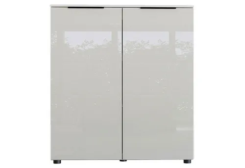 Bega Consult Kommode SANTORIN, 2 Türen, Sandgrau - Türkommode in elegantem Sandgrau mit Glasfronten und Soft-Close-Funktion für leises Schließen. Bietet vielseitigen Stauraum und ist wandhängend montierbar.