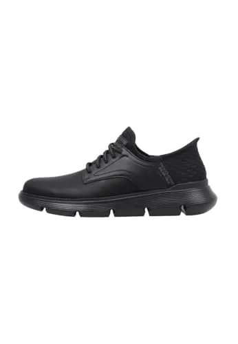 Slip-On Sneaker SKECHERS "GARZA" für Herren, Gr. 47,5, schwarz - Sneaker aus Leder mit Heel Pillow Fersenkissen für optimale Passform und Komfort. Ideal für lässige Outfits und den ganzen Tag.