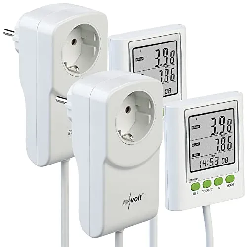 revolt Stromverbrauch Messgerät: 2er-Set Energiekosten-Messer & Stromverbrauchs-Zähler, 2 Tarife (Leistungsmesser, Energiekostenzähler, Energiekostenmess)