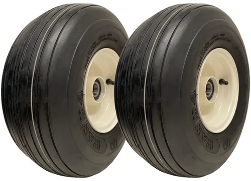 15x6.00-6 Multi Rib Lawnmower Wheels 6ply P508 Rim &amp; Cap 25mm Bearing (Set o