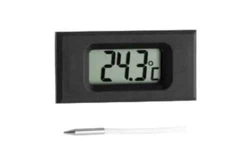 TFA Dostmann Raumthermometer 30.2025 - Küchen-Thermometer mit C/F-Anzeige, präzise Temperaturmessung in elegantem Schwarz