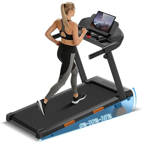 UMAY Laufband Für Zuhause Klappbar 12km/h, Laufbänder 2,5PS/1800W mit Herzfrequenzmonitor, Treadmill for Home mit 12 Trainingsprogrammen und effektives Dämpfungssystem