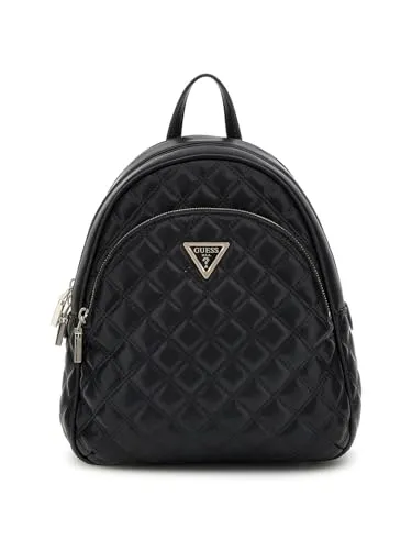 GUESS Damen Rucksack Giully Black - Stylischer Rucksack für Damen mit verstellbaren Schulterriemen, ideal für den Alltag. Robuste Verarbeitung und praktisches Zwei-Wege-Reißverschluss-Hauptfach.