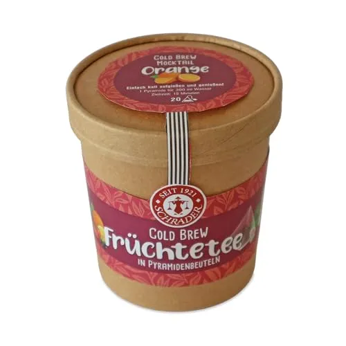 Schrader | Cold Brew Mocktail Orange | Früchtetee mit Bitterorangen-Geschmack für erfrischende alkoholfreie Cocktails & Eistee | 20 Pyramidenbeutel à 3,2g