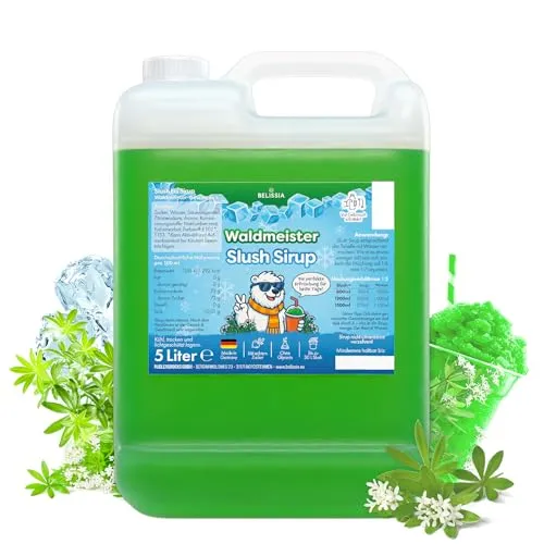 Belissia Slush Eis Sirup 5L | Waldmeister Geschmack | Ergiebig für Slush-Maschinen - Der Belissia Slush Eis Sirup verwandelt Wasser in bis zu 30 Liter erfrischenden Slush! Ideal für Partys und Events – die bunten Farben und intensiven Aromen sorgen für ein unvergessliches Geschmackserlebnis.