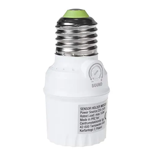 Maclean MCE232 Lampenfassung mit Geräuschsensor E27 Fassung Adapter Erfassungsbereich 360° Sensor Automatische Beleuchtung 30dB - 90dB