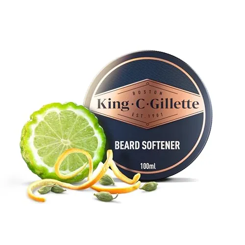 King C. Gillette Bartbalsam für Männer - Bart-Conditioner für leichte und tiefgehende Pflege, mit Arganöl und Kakaobutter für einen geschmeidigen Bart und den charakteristischen Duft von Sandelholz und Bergamotte.