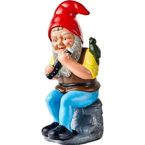 Heissner Original Gartenzwerg Wendelin, Flötenspieler - Gartenzwerg aus hochwertiger Keramik, handbemalt und perfekt für eine charmante Gartendekoration.