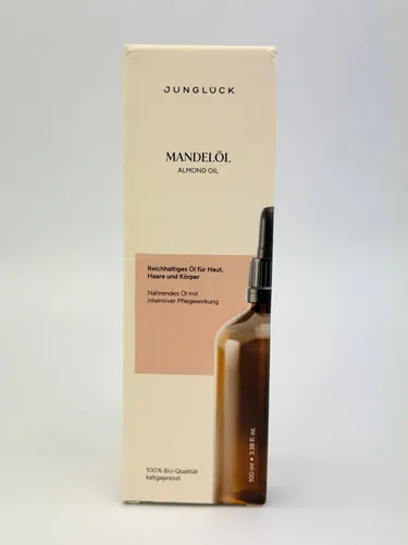 JUNGLÜCK Mandelöl BIO kaltgepresst 100ml - Vegan - Körperöle mit 100% reinem, kaltgepresstem Mandelöl, ideal für trockene Haut. Reich an Vitamin E für intensive Pflege von Gesicht, Haaren und Körper.