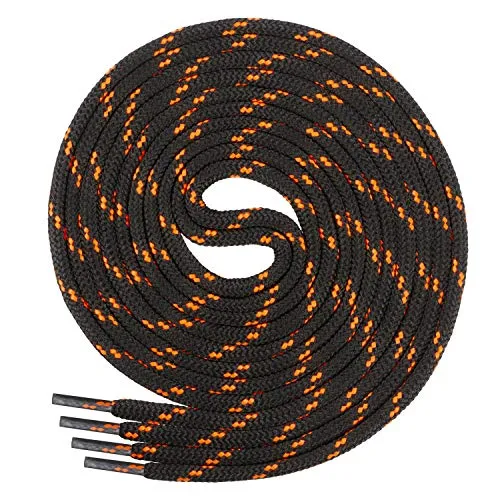 Di Ficchiano Schnürsenkel rund Ø 4,5 mm – 1 Paar – reißfest, abriebfest, wetterbeständig – für Wander-, Trekking-, Boots & Stiefel - Farbe: schwarz neonorange 190cm