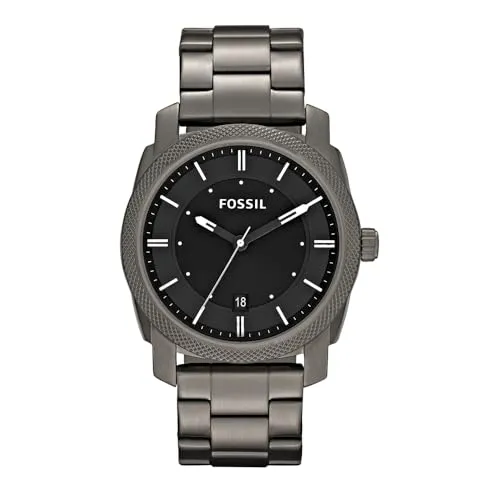 Fossil Machine Herren Uhr - Dunkelgrau, 42MM - Armbanduhren für Herren mit Quarzwerk, stylischem Edelstahlarmband und 50m wasserdicht - ideal für sportliche Aktivitäten und den Alltag.