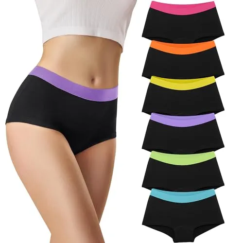 Libella 6er Pack Panties Damen Boxershorts Unterhosen Frauen Boxershorts mit Atmungsaktive Damen Pantys Mehrpack Hipsters Boxershorts Baumwolle mit Weicher dehnbarer Bund 3430-UNBL-M