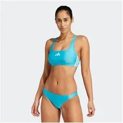 adidas Damen-Bikini, 3 Streifen, V-Rücken, Größe 40, Lucid Cyan/Weiß, 44 DE