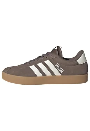 adidas VL COURT 3.0 Sneaker – Braun, inspiriert vom Samba Design - Sportliche Sneaker in Größe 40 aus Leder und Synthetik, mit runder Schuhspitze und Schnürung. Ideal für Fitness-Aktivitäten und im Alltag, fällt klein aus – bitte eine Größe größer bestellen.