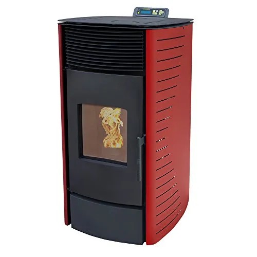 NEMAXX® Pelletofen P12 - Pelletheizung mit 13,6 kW – Pelletofen [HOHE HEIZLEISTUNG] – Pelletofen Elektrokamin Wi-Fi Ready – Pelletofen mit hoher Wärmeabgabe & Überhitzungsthermostat - Rot