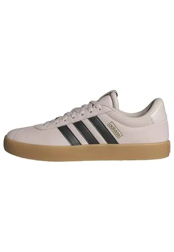 Adidas Herren VL Court 3.0 Schuhe - Putty Mauve/Black/Gold, 44 EU - Stylische Sneakers mit regulärer Passform und Schnürsenkeln. Das Obermaterial aus Leder sorgt für Komfort, während die dämpfende Zwischensohle und die Gummiaußensohle optimalen Halt bieten.