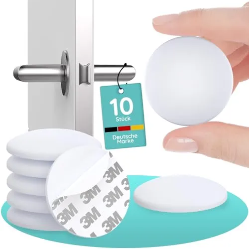 Homery Türstopper Wand selbstklebend Weiß [10 Stück] 40mm Gummipuffer, Wandpuffer selbstklebend als Türklinkenpuffer, Türanschlagpuffer, Türpuffer Wand zum Kleben, Wandschutz für Türen
