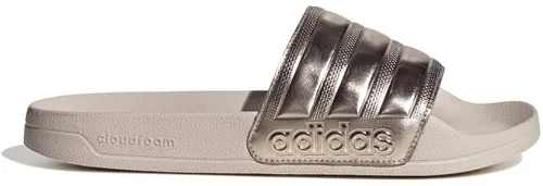 adidas Damen Badeschlappen ADILETTE SHOWER - Badeschuhe für Damen, ideal für Schwimmbad und Strand, mit bequemer Textilinnensohle und stylischem Design in champagne_met__putty_mauve.