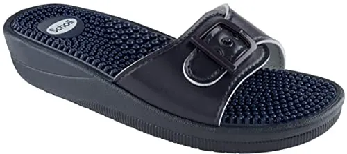 Scholl New Massage - Ciabatte Donna Comode con Plantare Massaggiante e Cinturino Regolabile - Resistenti all'Acqua, Adatte per Casa, Mare, Piscina, Palestra