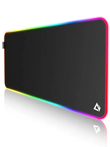 EASEMO Gaming Mauspad, RGB Mousepad, XXL groß (900 x 400 x 4 mm) mit 7 LED-Farben, 11 Beleuchtungsmodi, und wasserdichter Stoffoberfläche, rutschfeste Gummiunterseite für PC, Laptop, Tastatur