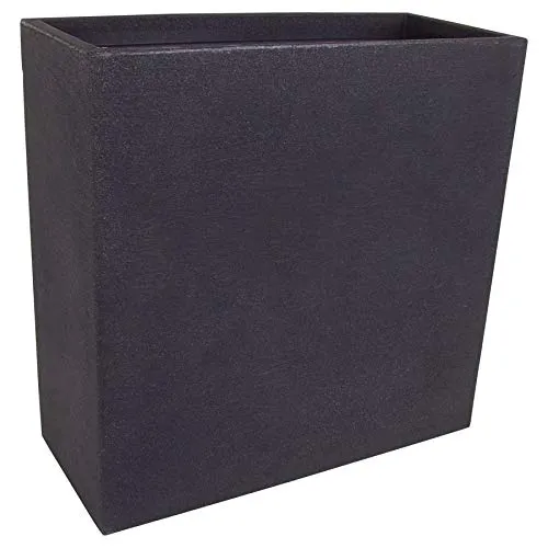 Spetebo XXL Kunststoff Pflanzkasten anthrazit - 60x60x26 cm - Blumenkasten in eleganter Steinoptik, wetterfest und formstabil, ideal für Innen- und Außenbereiche mit bepflanzbarem Innenbereich von 55 x 24 x 22 cm.