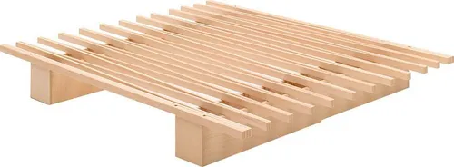 Futonbett TOJO "Tojo-v" in Beige, 172cm - Modulares Bett aus hochwertiger Buche, ausziehbar von 90 bis 172 cm, mit werkzeugloser Montage und minimalistischer Eleganz für jeden Raum.