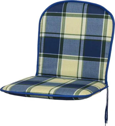 KETTtex Polsterauflage Monoblock niedrig 2163 blau-grün kariert 79x43x3,5 cm - Sitzpolster mit Bindebändern, ideal für Gartenmöbel. Komfortable Polsterung und pflegeleicht, für entspannte Stunden im Freien.