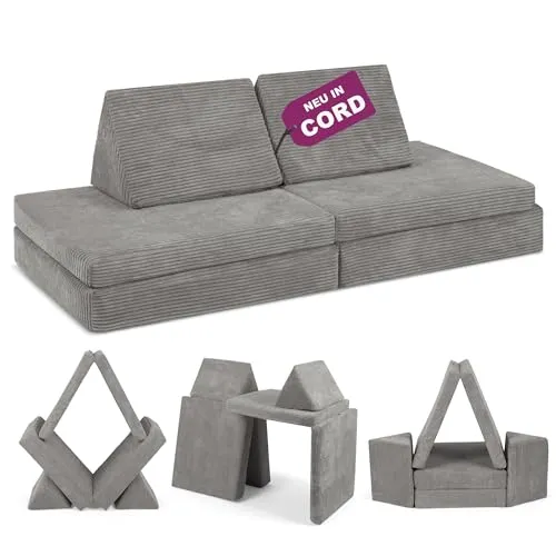 Linodino Kindersofa Spielsofa – Der kreative Spielort für Kinder - Sofas – Vielseitiges Spielsofa mit modularen Bausteinen, abnehmbaren Bezug und 3 Jahre Garantie, ideal für Spielen, Toben und Entspannen im Kinderzimmer.